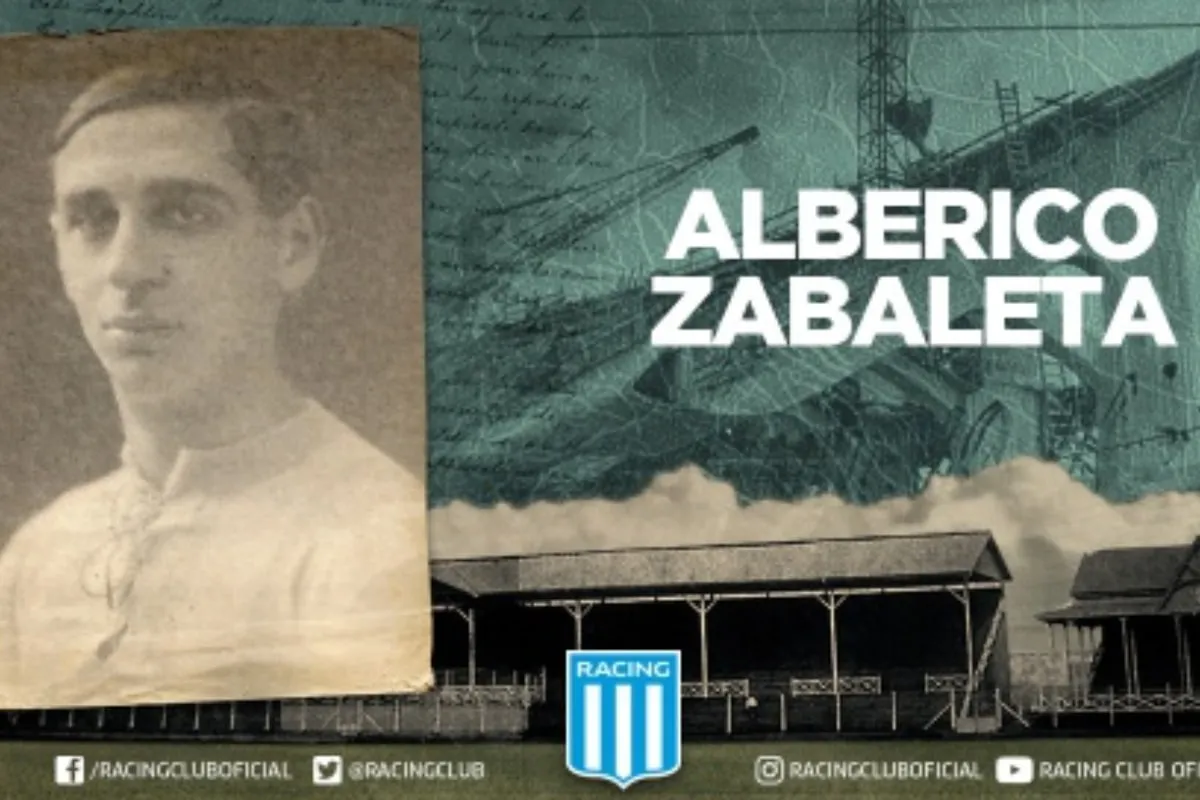 Alberico Zabaleta en una placa de Racing Club