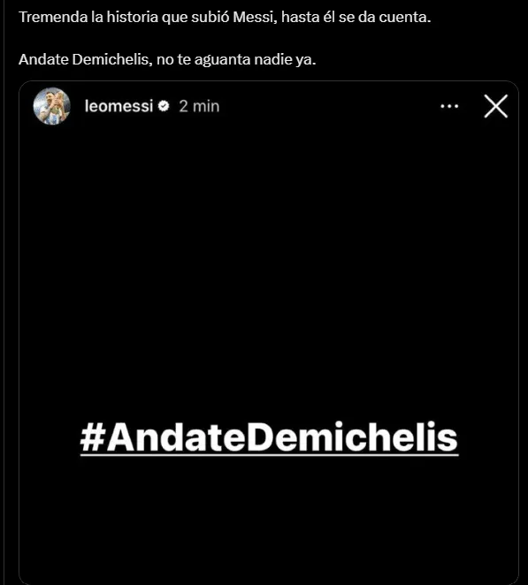 Meme en X sobre la posible renuncia de Martín Demichelis