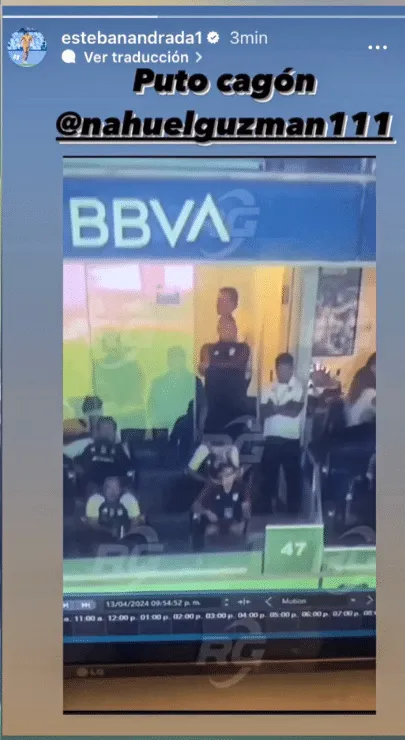 Historia de Esteban Andrada en Instagram contra Nahuel Guzmán