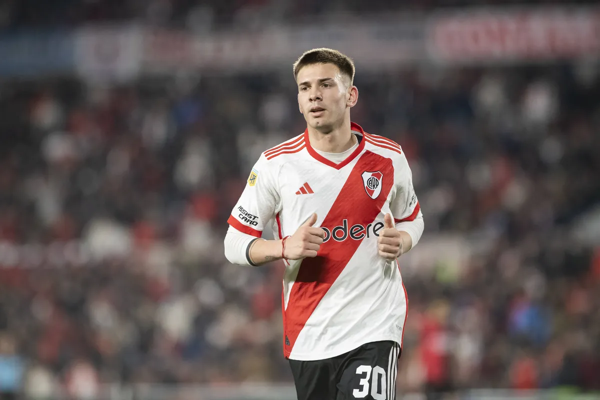 River Plate Vs Newell s Old Boys in Buenos Aires, Argentina – 25 Aug 2024 Franco Mastantuono of River Plate looks on dur