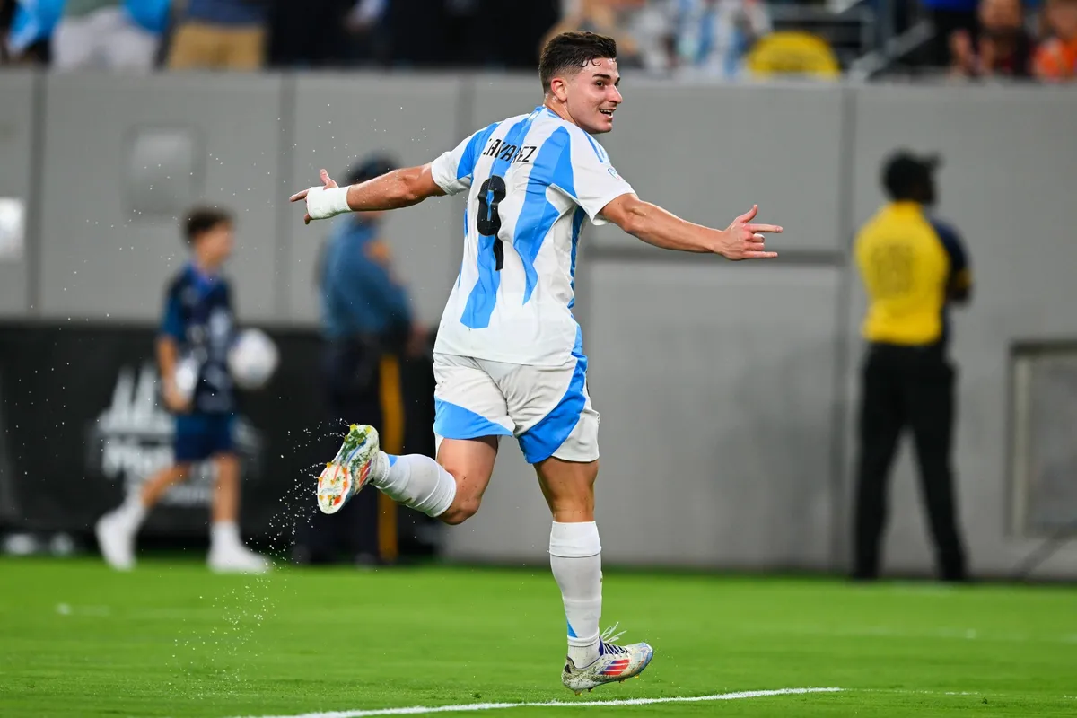 RECORD DATE NOT STATED Copa America USA 2024 Argentina vs Canada – Semifinal Julian Alvarez celebrates his goal 1-0 of A