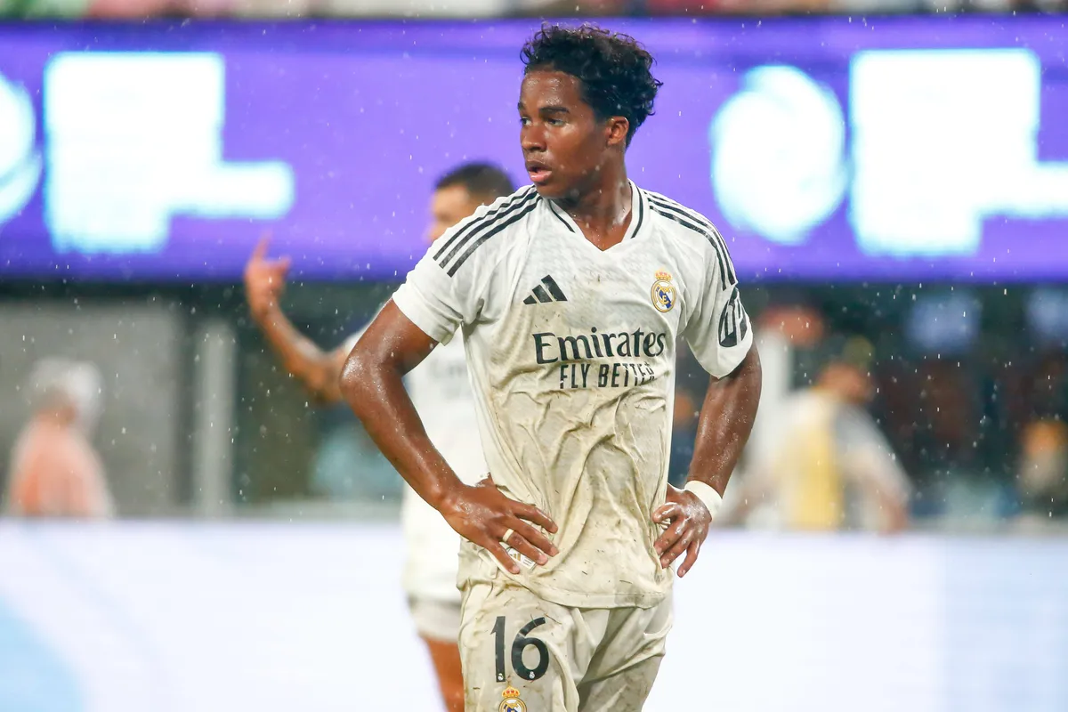 August 3, 2024, East Rutherford, Nj, UNITED STATES: Endrick of Real Madrid during a match against Barcelona, a game vali