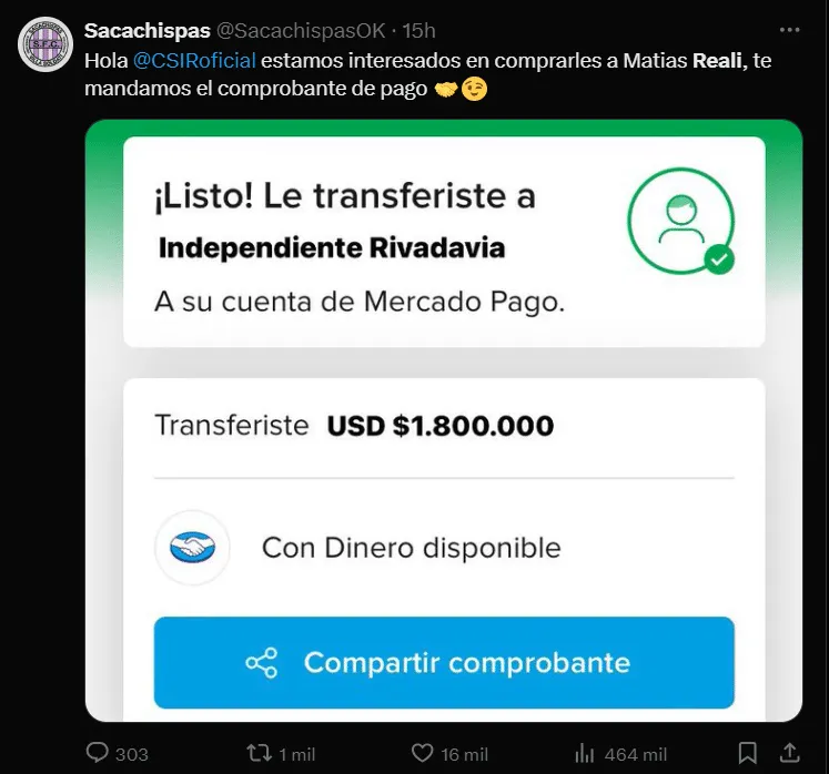 Meme de X sobre Matías Reali
