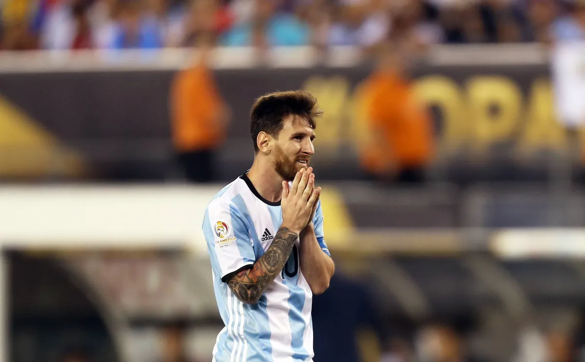 Argentina s Lionel Messi reacts during the 2016 Copa America Centenario soccer tournament Final at the Metlife Stadium i