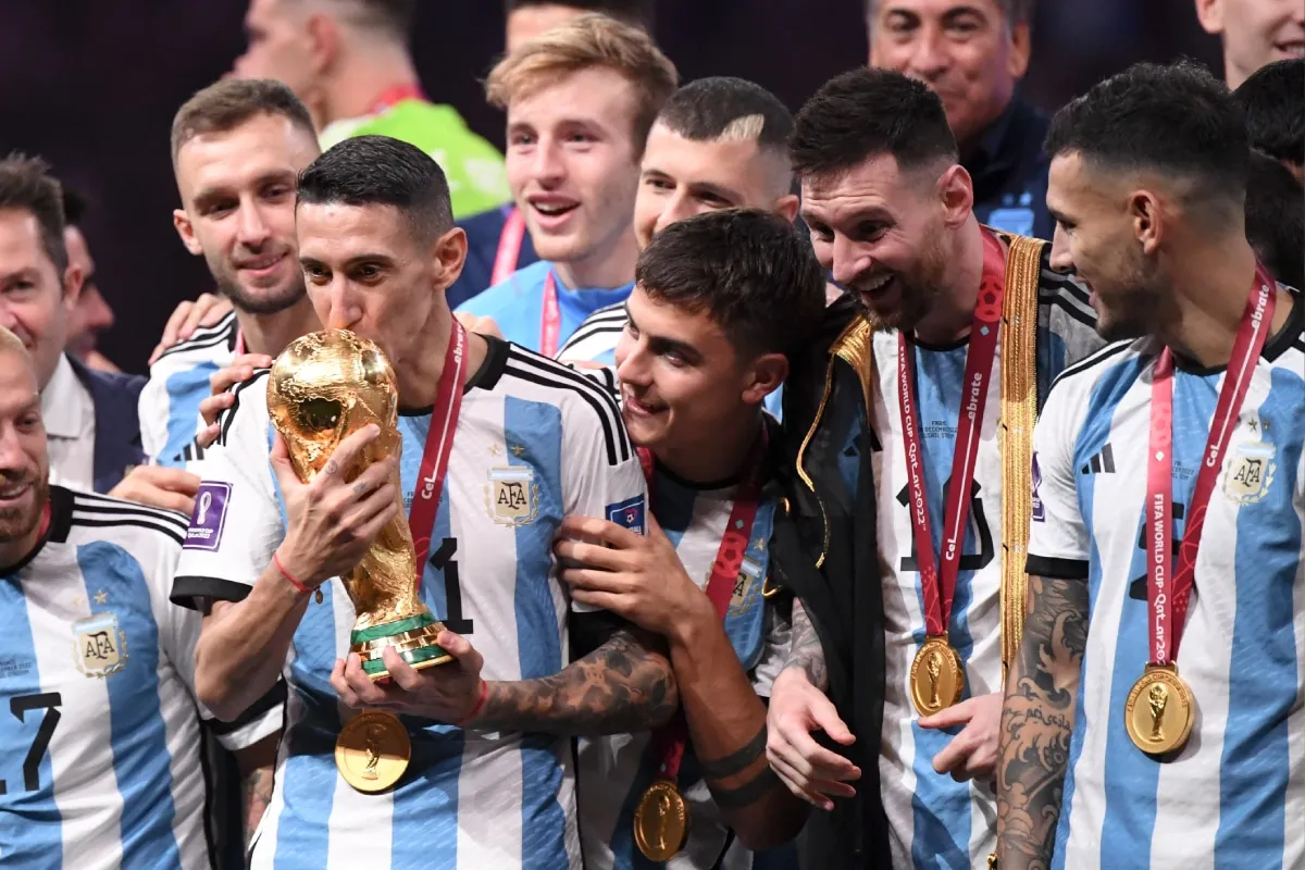 Ángel Di María festejando la Copa del Mundo 2022