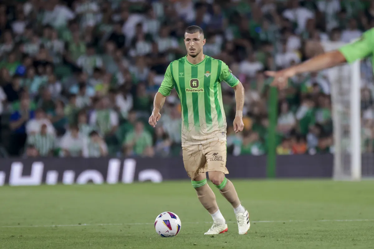 Real Betis v UD Almeria – LaLiga EA Sports Guido Rodriguez of Real Betis is celebrating a goal during the La Liga EA Spo
