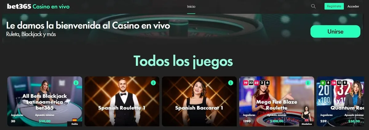 casino en vivo bet365
