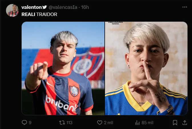 Meme de X sobre Matías Reali
