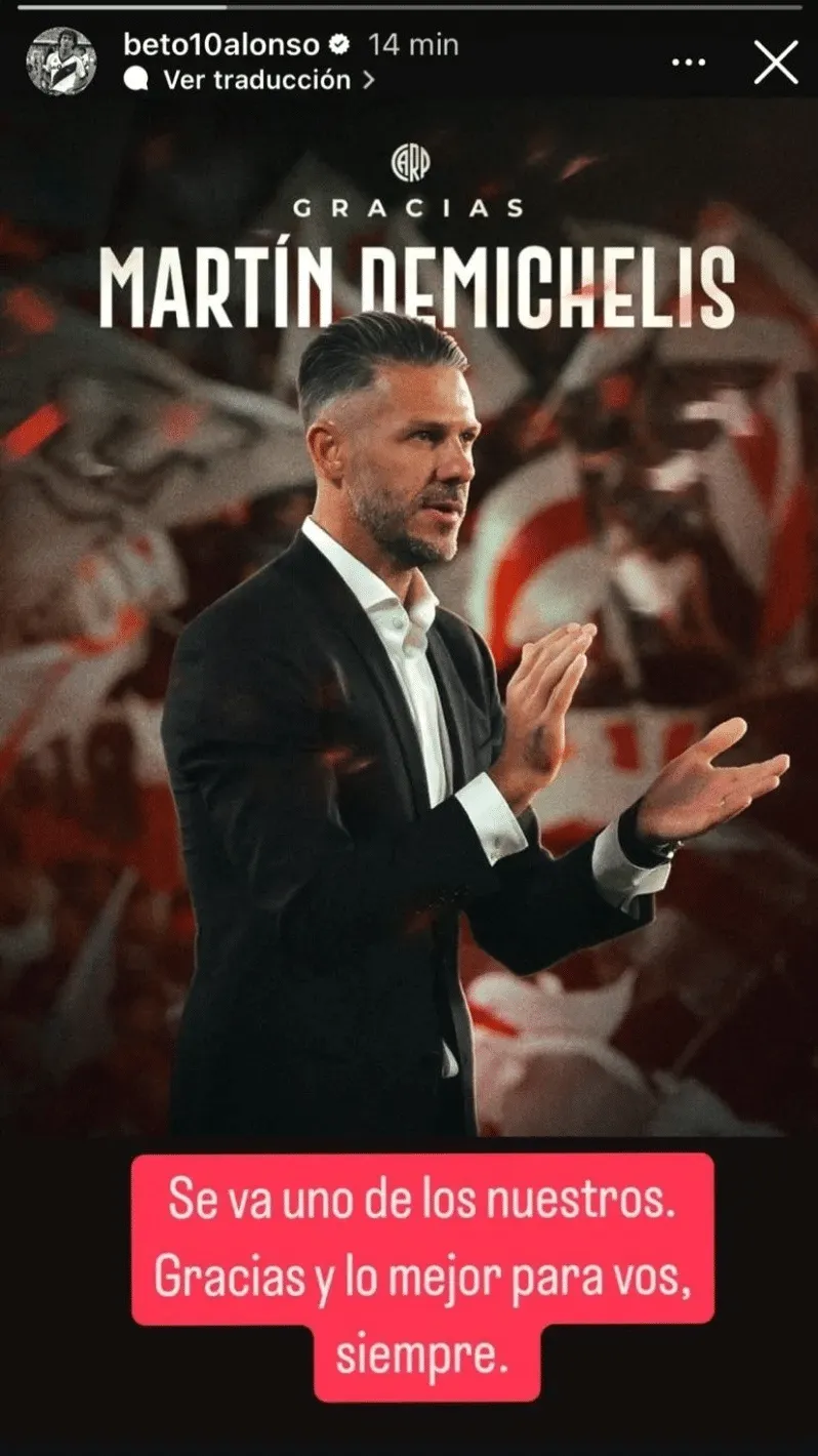 Historia del Beto Alonso en Instagram