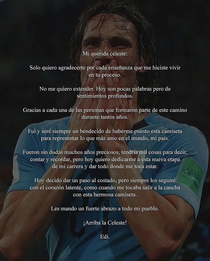 Anuncio de Edinson Cavani