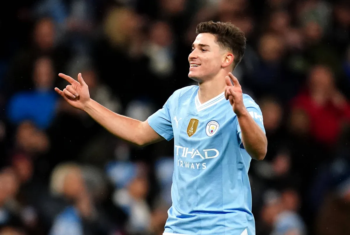 Manchester City v Burnley – Premier League – Etihad Stadium Manchester City s Julian Alvarez celebrates scoring their si