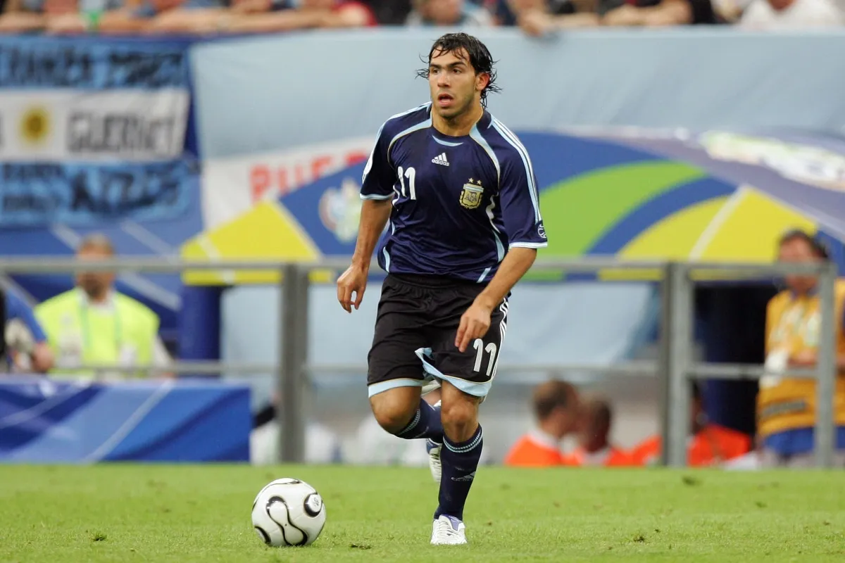 Carlos Tévez con la camiseta de la Selección Argentina