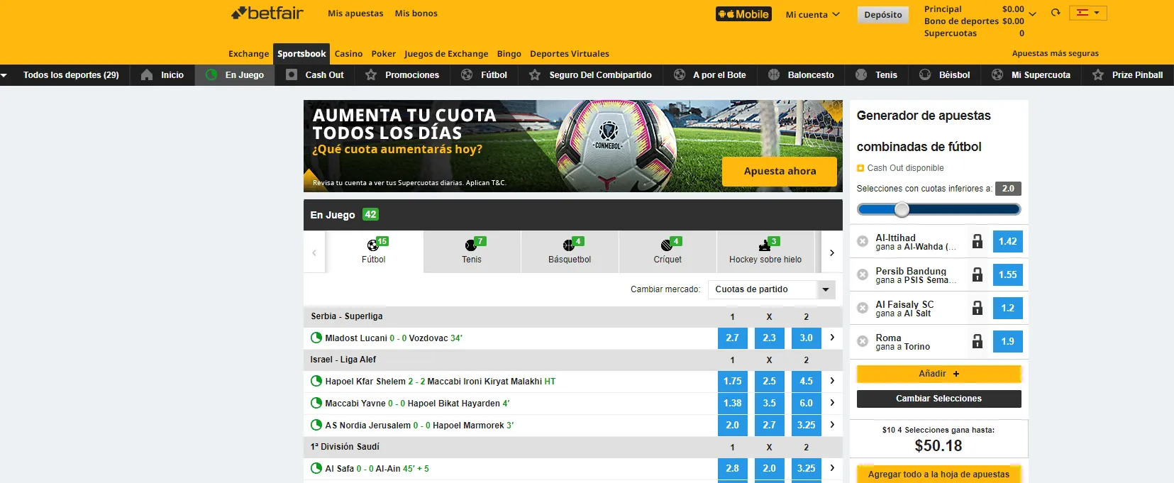 betfair en vivo 