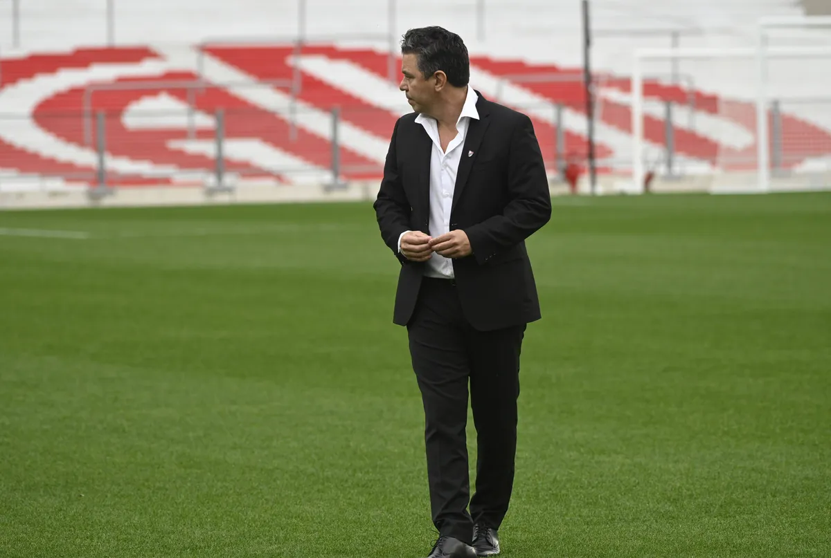 Conferencia de Prensa de Marcelo Gallardo en su vuelta a la Conduccion TÃ cnica de River Plate. Argentina 5/8/2024 *** M