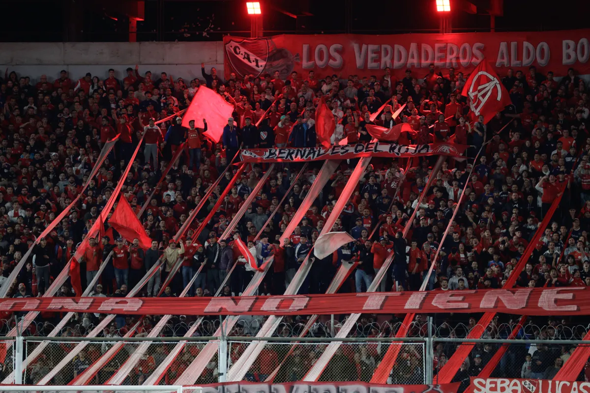 Independiente Vs San Lorenzo – Liga Profesional 2024 Fans of Independiente are cheering for their team during a match be