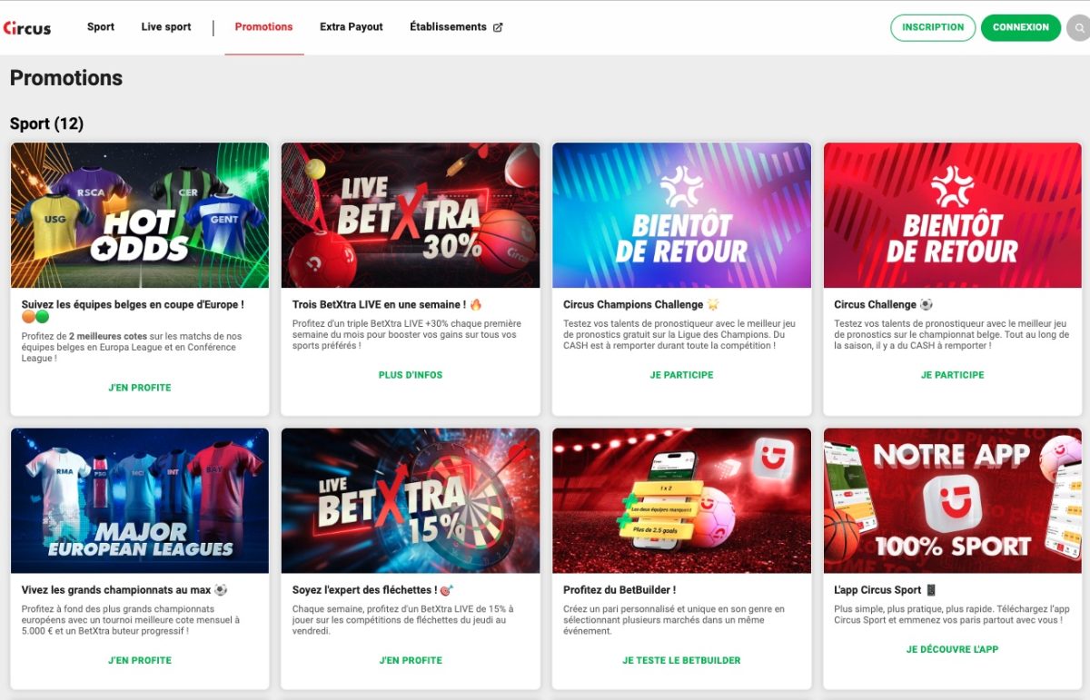promotions avec le code promo Circus