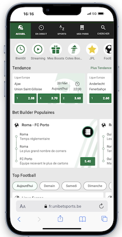 Jouez sur le site de paris sportifs Unibet Belgique