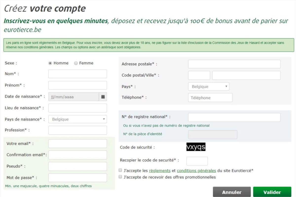 Créer un compte sur Eurotiercé