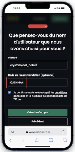 Code promo Casino777