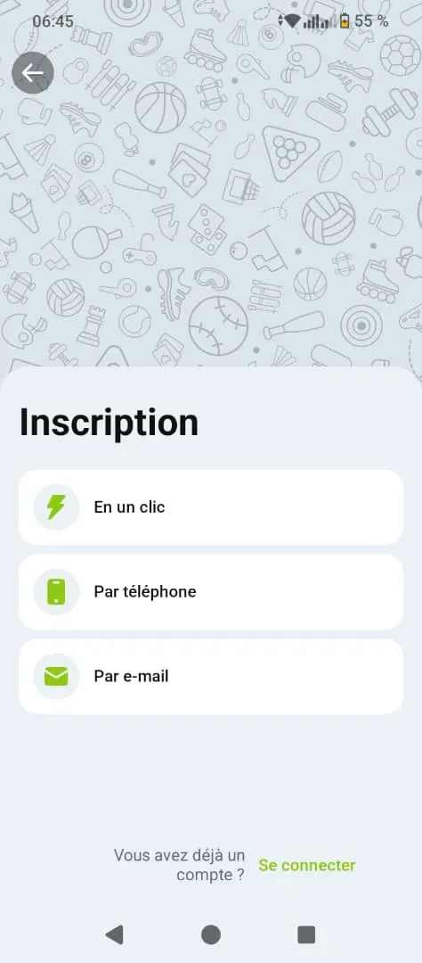 Page d'inscription WinWin