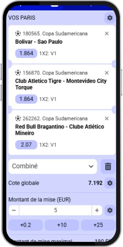 Combiné Copa Sudamericana avec le code promo PariPesa