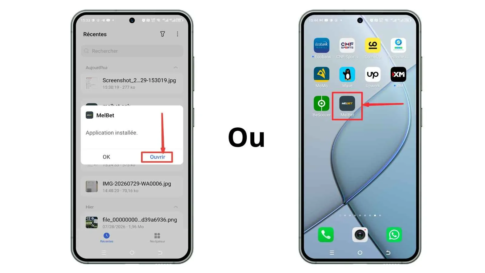 Dernière étape de l'installation de l'APK