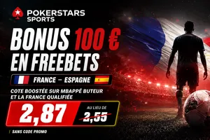 Bonus PokerStars Sports : Cote boostée à 2,87 sur France-Espagne + bonus 100 € pour la demi-finale