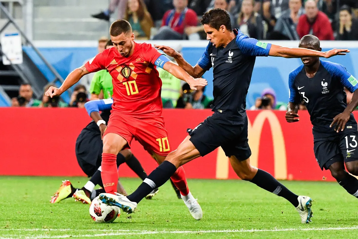 Eden Hazard et Raphael Varane, match France - Belgique 2018