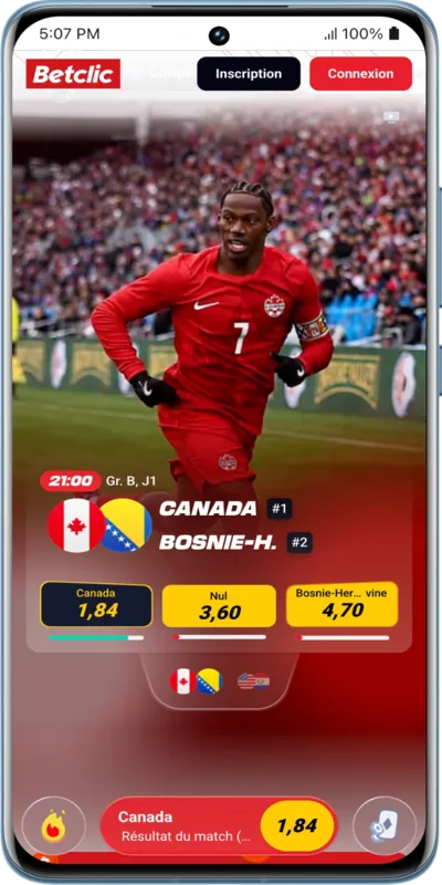 Bet Slip sur l'application mobile Betclic