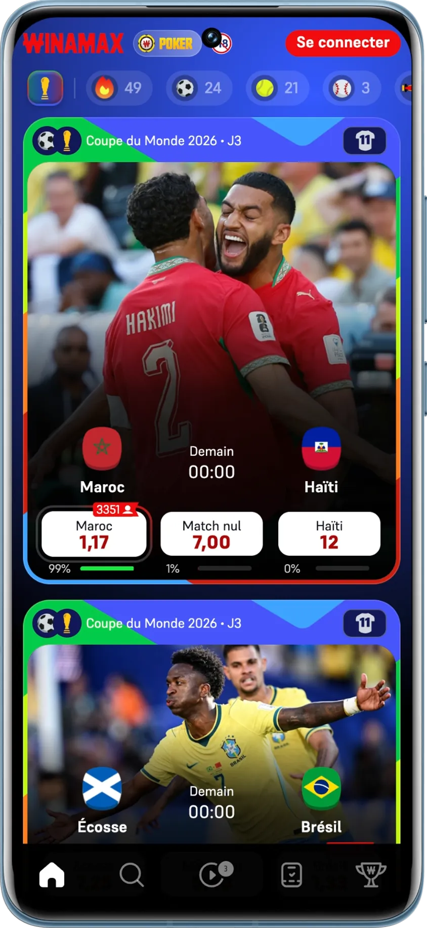 Le site Winamax pour parier sur le football