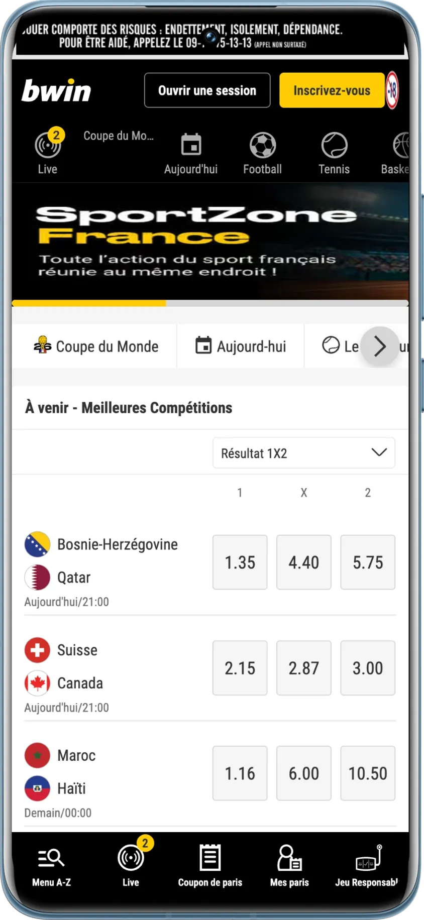 Bwin est un bookmaker historique en France