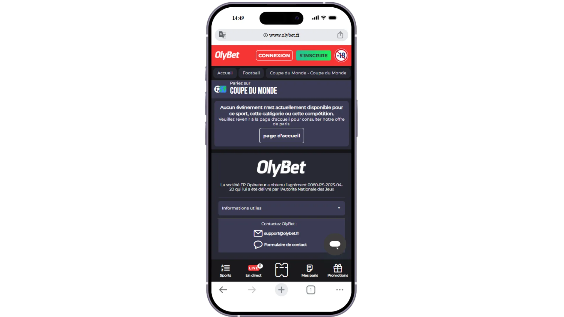 Olybet ne permet pas encore de parier sur le mondial de foot