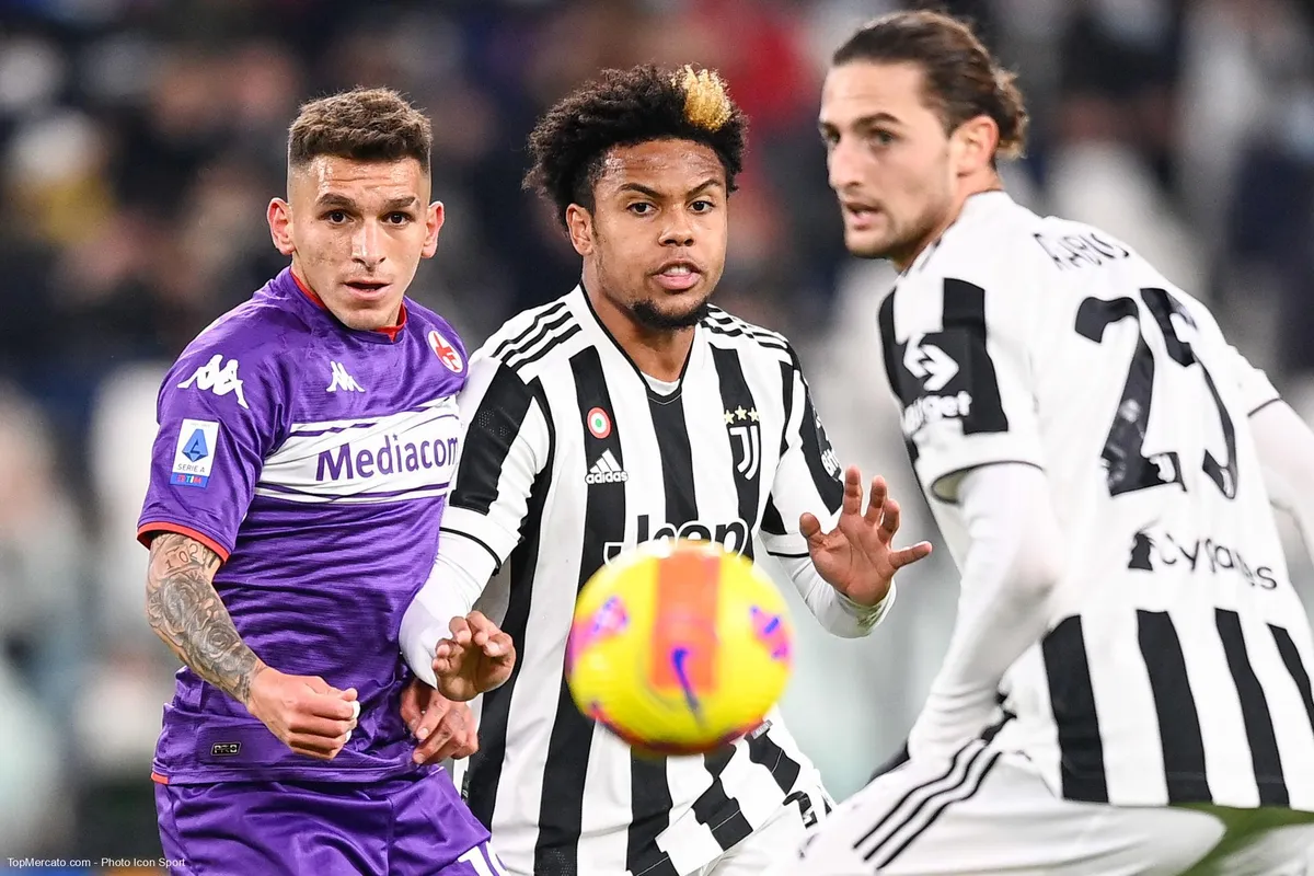 Lucas Torreira et Adrien Rabiot, match Juventus Turin-Fiorentina