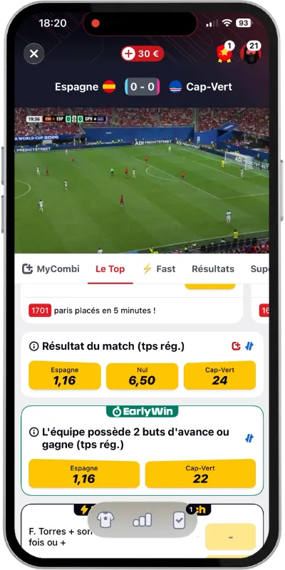 Espagne - Cap Vert en live streaming sur Betclic TV