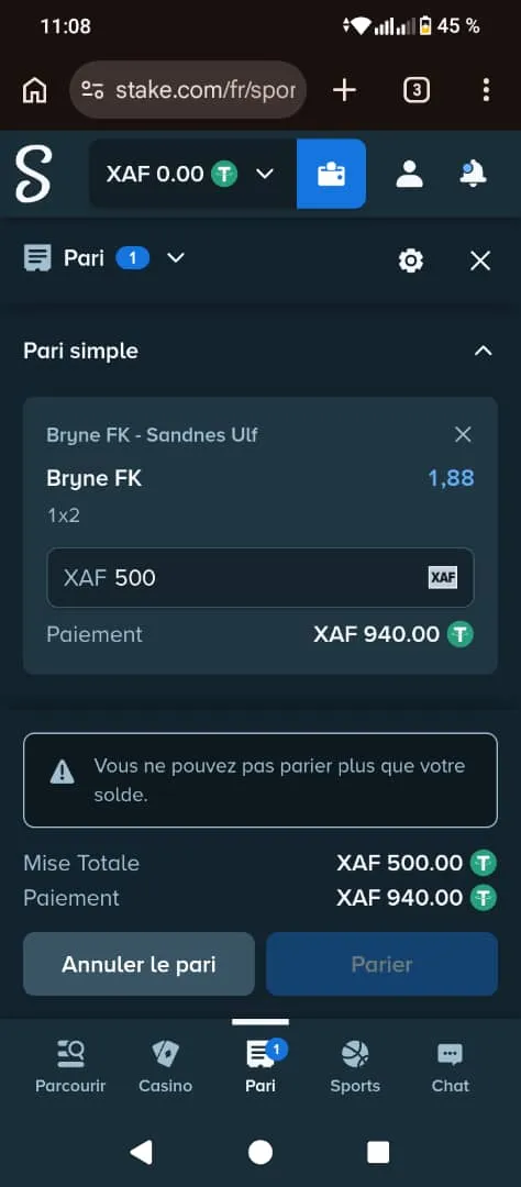 pari simple sur stake