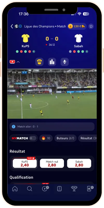 Diffusion en direct du match KuPs - Sabah sur WinamaxTV