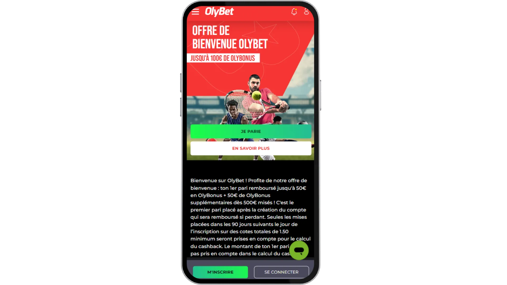 La landing page Olybet pour s’inscrire
