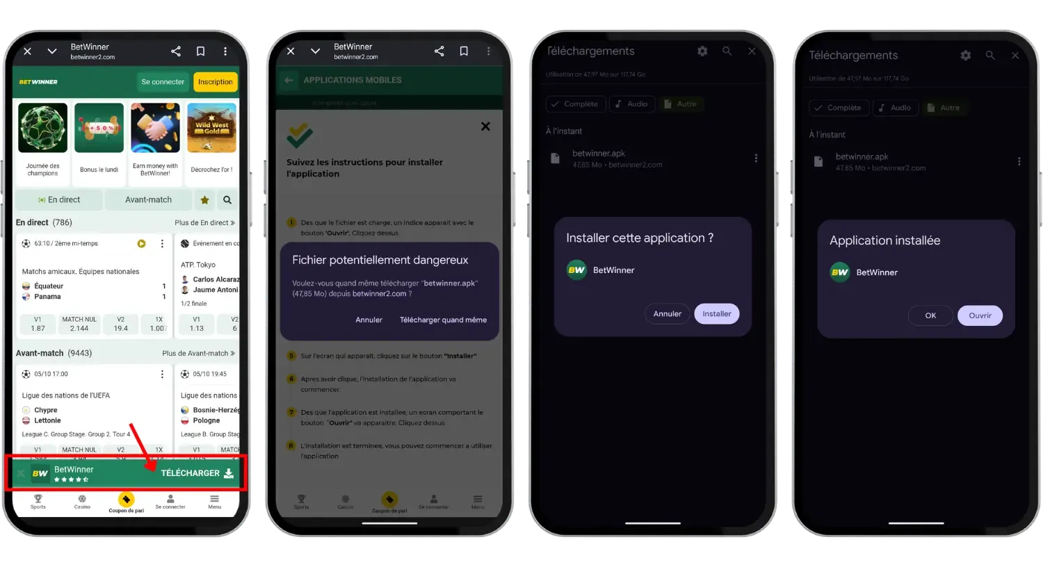 télécharger apk betwinner sur android