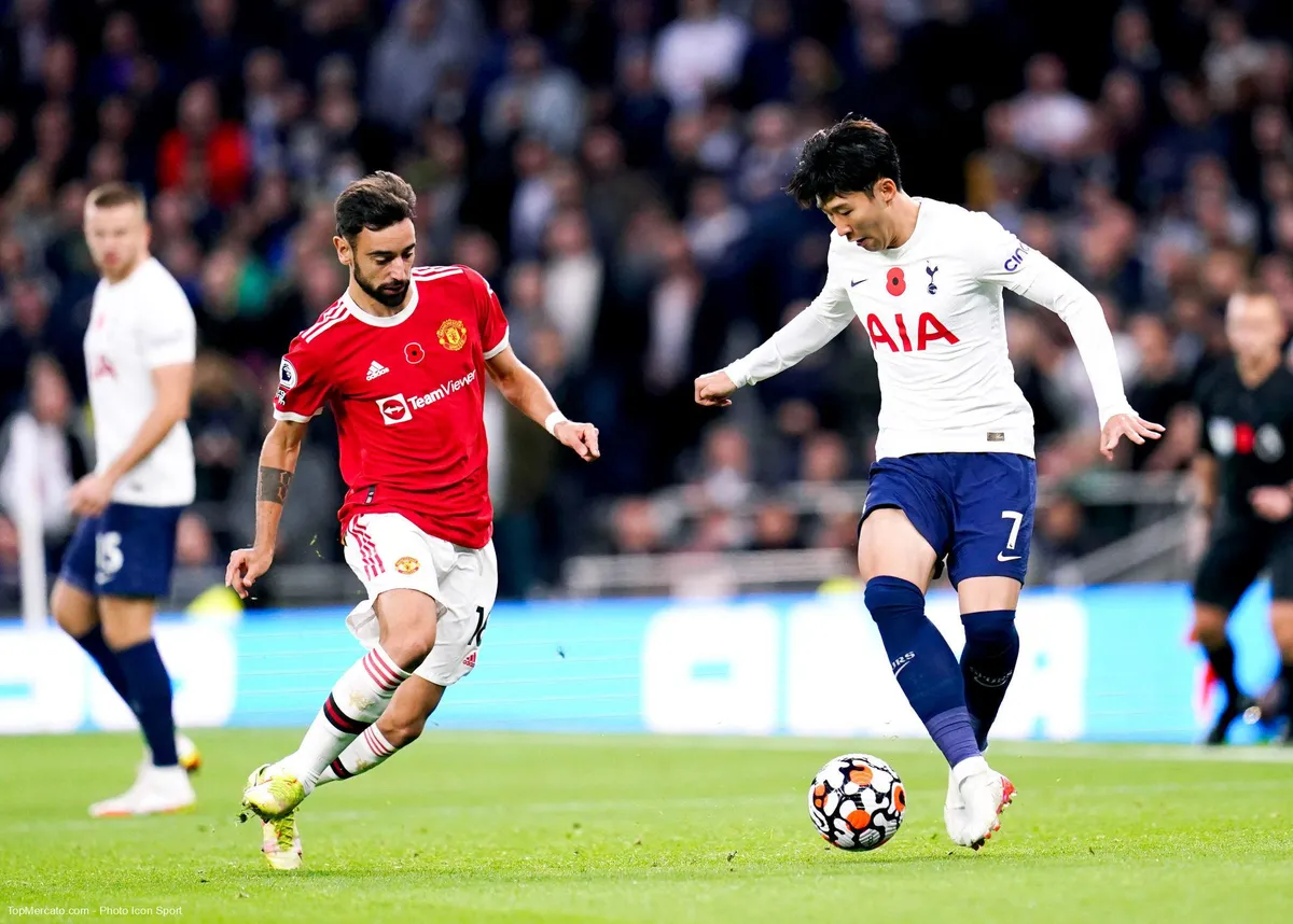 Bruno Fernandes et Son Heung-min, match Tottenham-Man Utd Manchester United