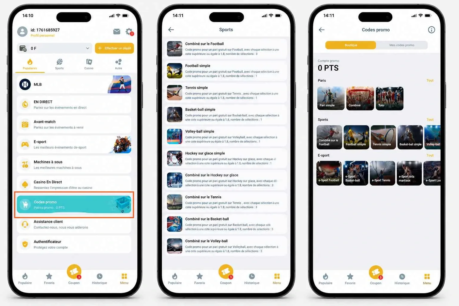Promotions disponibles sur l'APK Melbet