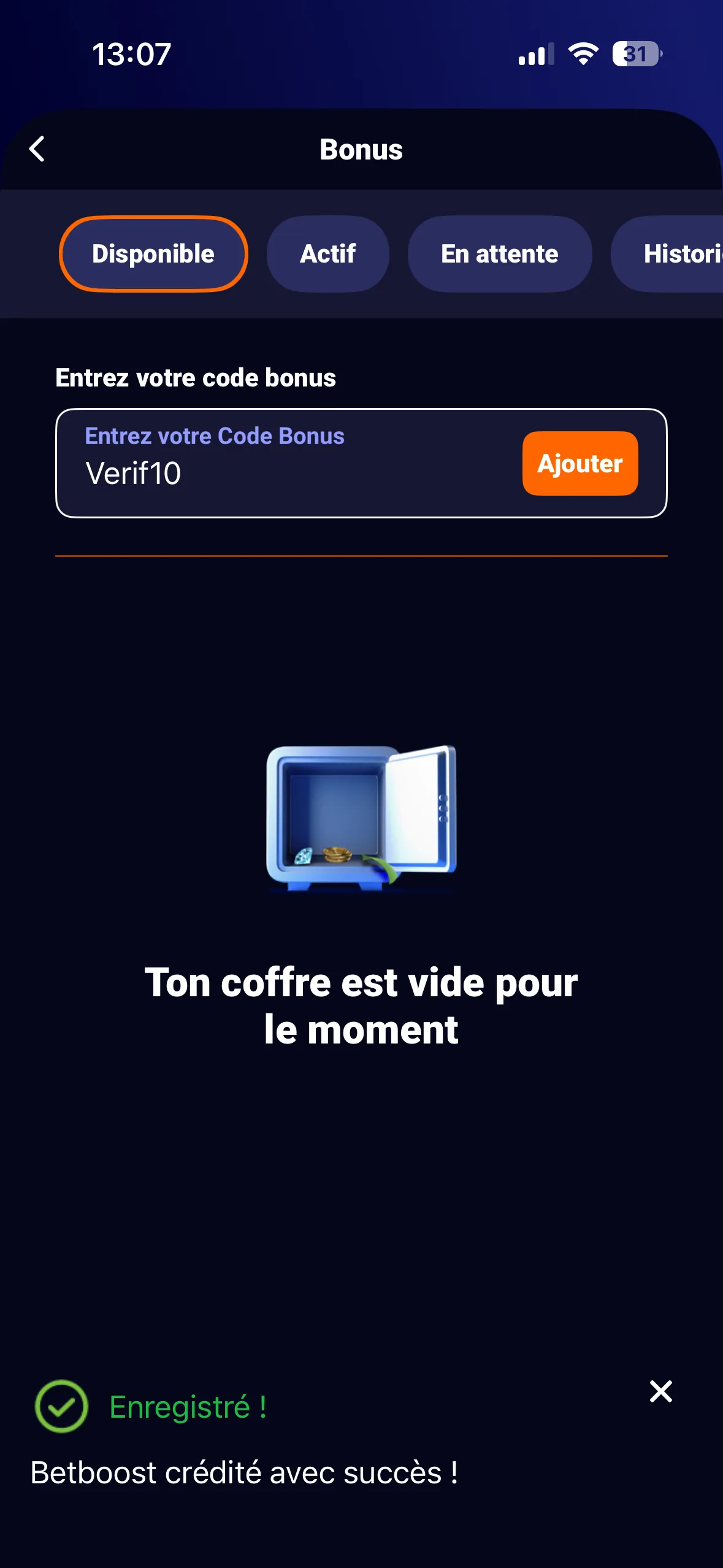 Utilisation du code promo sans dépôt Betsson