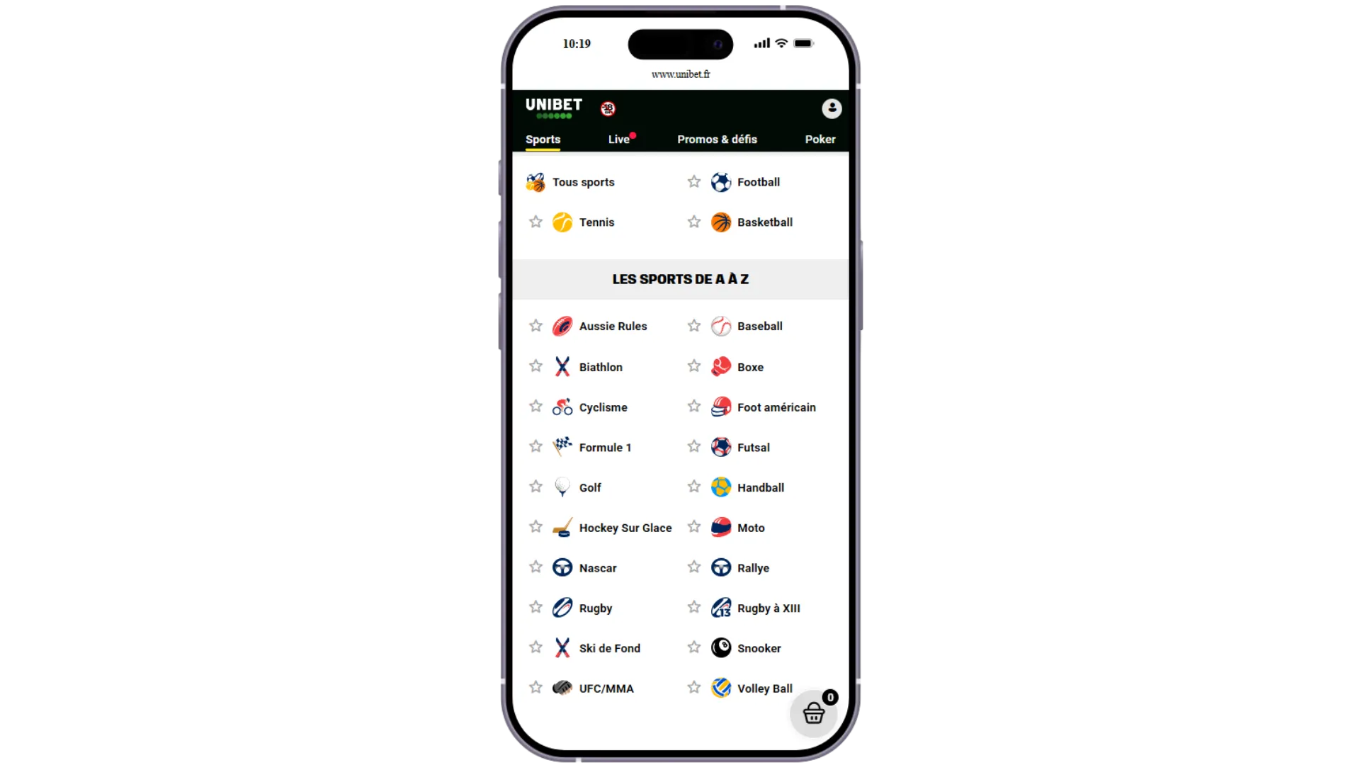 Les sports disponibles pour parier sur Unibet