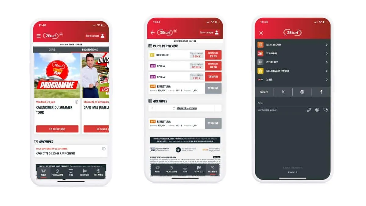 Les fonctionnalités de l'app ZEturf 