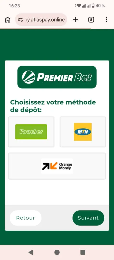 Choisir la méthode de dépôt pour recharger son compte Premier Bet