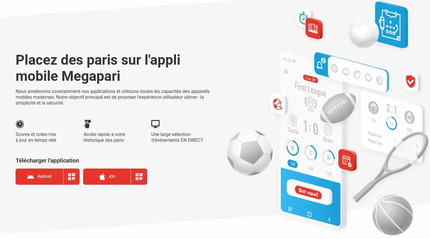Page mobile pour télécharger Megapari APK