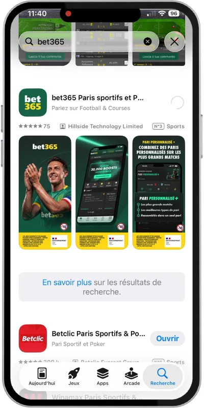 L'application Bet365 FR dans l'app store