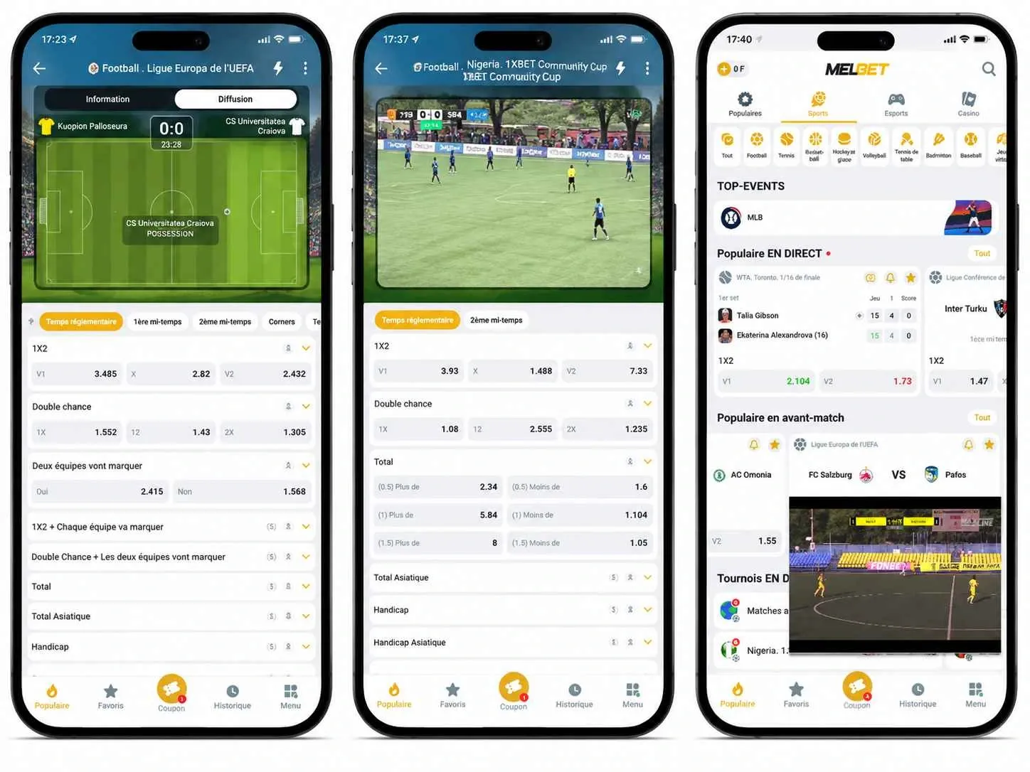Live streaming Melbet