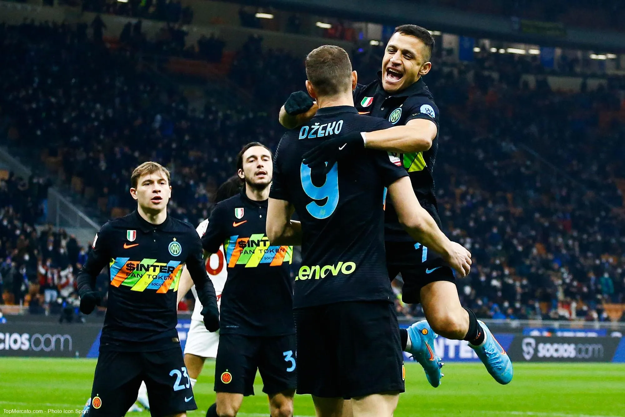 Edin Dzeko et Alexis Sanchez, match Inter Milan-AS Rome