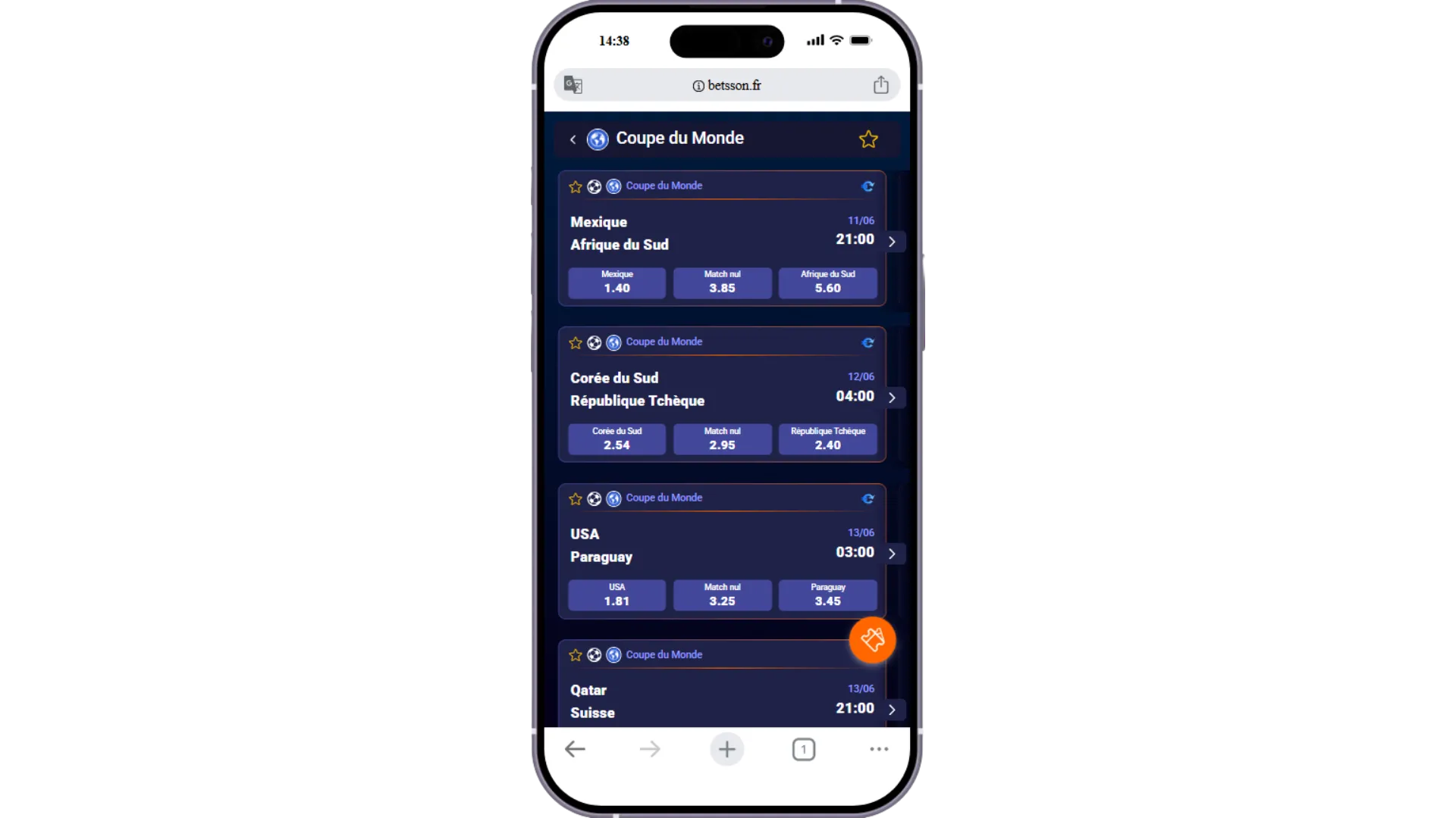 Betsson permet de parier sur les matchs de groupe de la CDM 2026