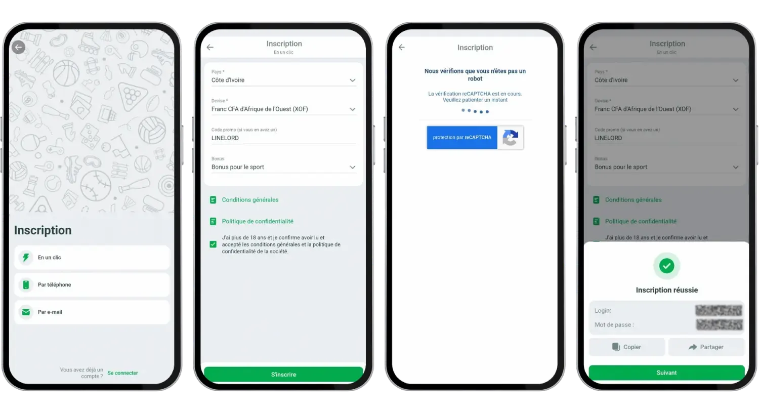 Les étapes d'inscription Linebet via l'application